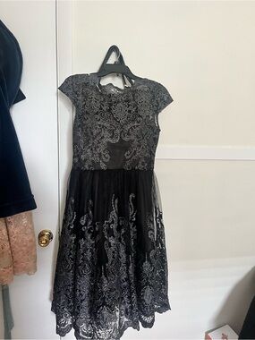 Chi Chi London Black Lace Overlay Party Dress